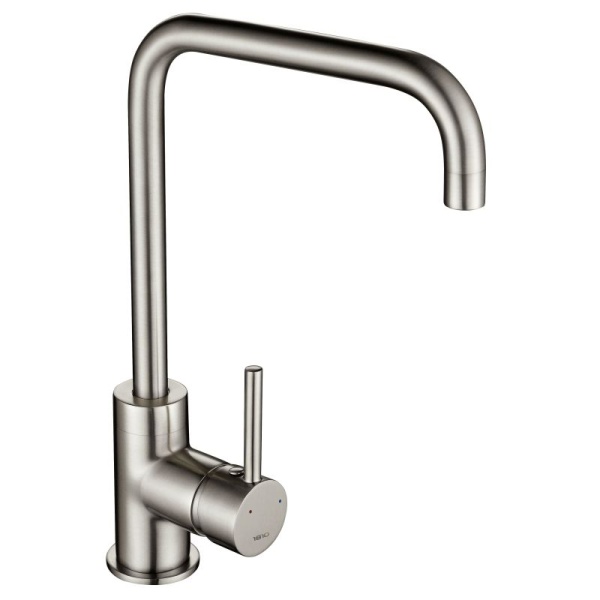 Cascata Square Spout Kitchen Mixer Tap - Brushed Steel